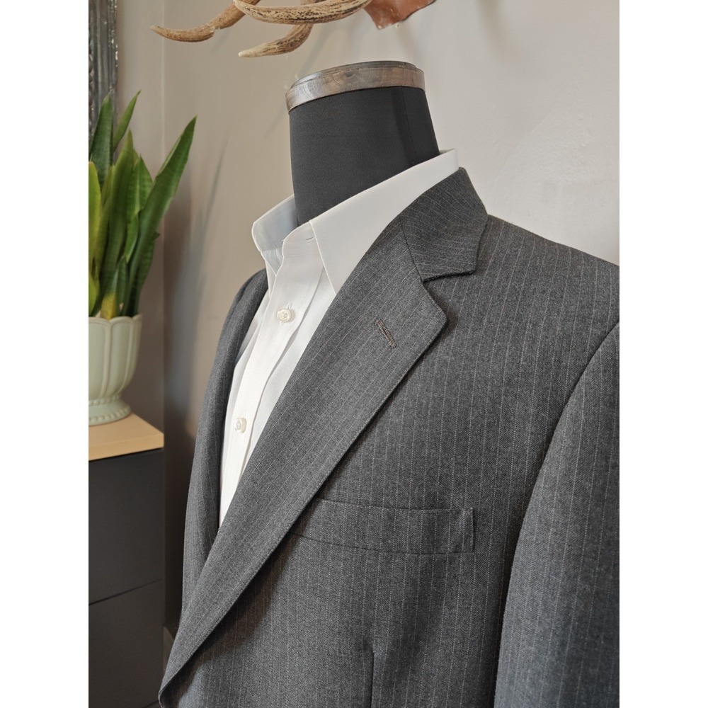Cricketeer Mens Vintage Wool Sport Coat 40R Gray Striped 2 Button Blazer USA